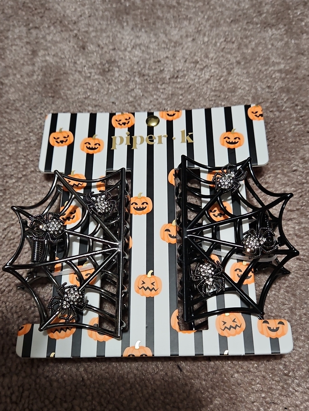 Piper K - Black Spider Web Hair Clips - 2 Pack